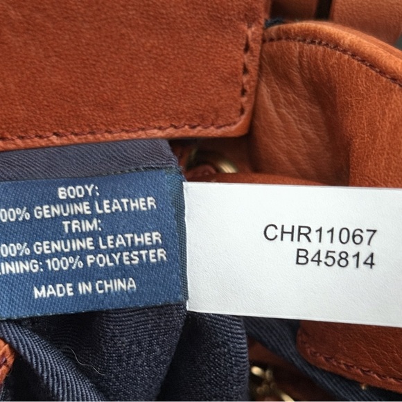 Cole Haan Cognac Pebbled Leather Bucket Bag Drawstring Shoulder Crossbody - Picture 10 of 11